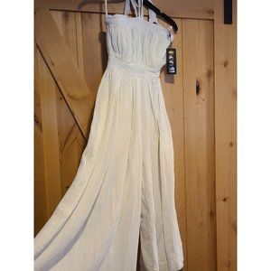 New! Suzie Kondi Sz XS Off White Sleeveless Jumper Gauze Wide Leg Halter Vtg?